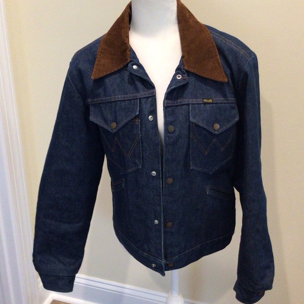 Wrangler blanket lined denim western /trucker style corduroy collar 1970